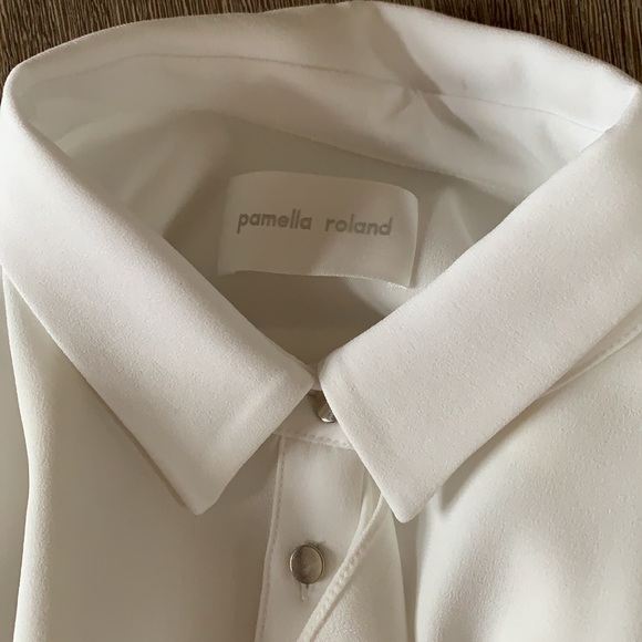 Pamella Roland White bell sleeve ruffle blouse - Picture 7 of 7